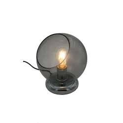 Reality Leuchten Tischleuchte Clooney Chrom Rauchglas Ø20cm Max. 42W E27 ohne Le...