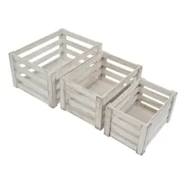 Mendler Holzkiste 3er Set shabby weiß