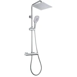 Görbach Regendusche Duschsystem mit Thermostatarmatur Chrom 25 * 25cm
