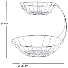 DESIGN DELIGHTS Obst-Etagere, Silber, Metall Obstständer, Früchteschale, Brotkorb