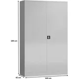 PROREGAL Stahlschrank BEE mit 5 lackierten Fachböden | HxBxT 195x120x42cm | Grau-Grau | Werkstattschrank Werkzeugschrank Aktenschrank Universalschrank
