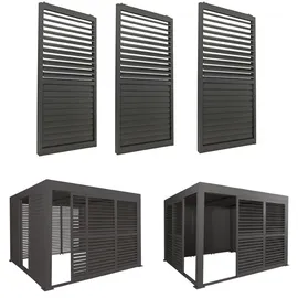 Proregal BERLINLODGE 3er-Set Aluminium Schiebetür für Pergola HxB 206x272cm Anthrazit Terrassenüberdachung Lamellenpaneel Modul