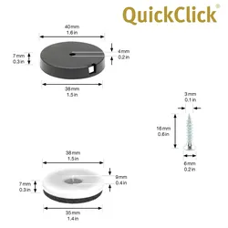 WAGNER QuickClick® Filzgleiter robust NATURAL - zum Schrauben, 4x Basis & Schraube & Einsatz Ø 40 mm, DE Ware - 15785400