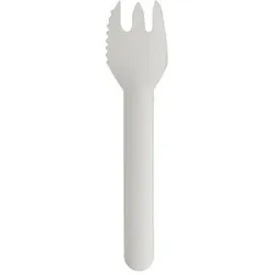 PAPSTAR 100 Kuchen- und Snackgabeln, Papier "pure" 12,7 cm weiss mit einseitig gezacktem Rand