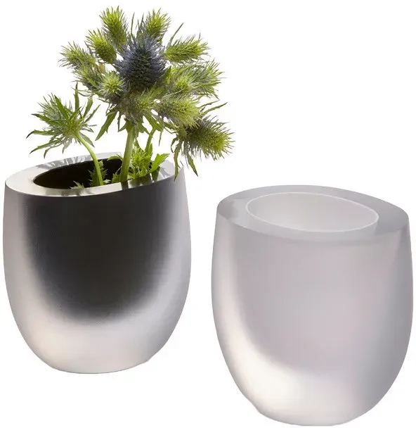 Philippi Design Vase OPAK aus edlem Glas - weiß -  Handarbeit