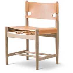 Fredericia The Spanish Dining Chair, eiche geseift / leder natur