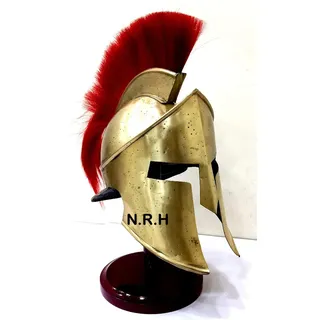 300 King Leonidas Spartan Armor Helm Red Plume On Stand