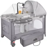 all Kids United all Kids United® Baby Reisebett Babybett - Babycenter Kinderreisebett mit Matratze, Wickelauflage, Musikspiel und Mobile (Grau)