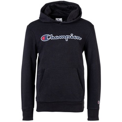 Champion Kinder Unisex Hoodie - Pullover, Baumwolle, Kapuze, Tasche, Logo, einfarbig Schwarz XS