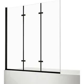 EMKE Emke, - Duschwand für Badewanne Mattschwarzer Badewannenfaltwand 3-teilig Faltbar 120x140cm Badewannen-Duschwand 6mm nano-glas