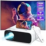 Full HD 1080P Beamer, 18000 Lumen Helligkeit 2024 Neuer Mini Beamer mit WiFi & Bluetooth Konnektivität, Kompatibel mit Mehreren Geräten