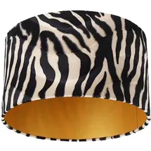QAZQA Velours Lampenschirm Zebra Design 35/35/20 Gold innen