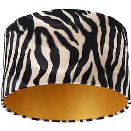 QAZQA Velours Lampenschirm Zebra Design 35/35/20 Gold innen