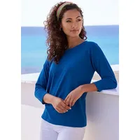 VIVANCE Langarmshirt Damen royalblau, weiß Gr.48/50