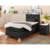 Jockenhöfer Boxspringbett schwarz Flachgewebe Liegefläche B/L: ca. 90x200 cm & 180cm Breite