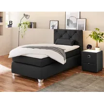 Jockenhöfer Boxspringbett schwarz Flachgewebe Liegefläche B/L: ca. 90x200 cm & 180cm Breite