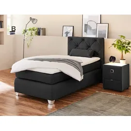 Jockenhöfer Boxspringbett schwarz Flachgewebe Liegefläche B/L: ca. 90x200 cm & 180cm Breite