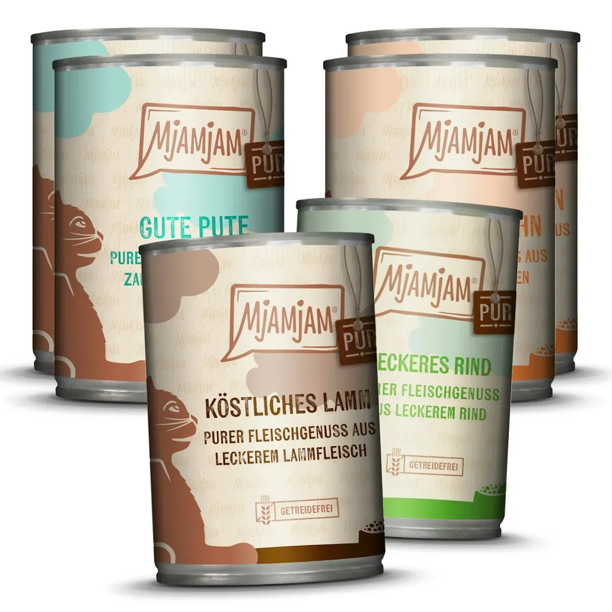 MJAMJAM Mixpaket 6 x 400g Dose Katzennassfutter Mixpaket V - Purer Fleischgenuss