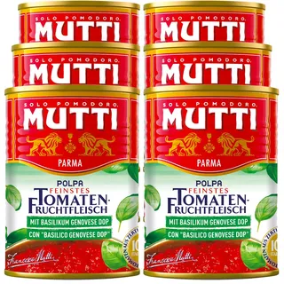 Mutti Polpa Feinstes Tomaten-Fruchtfleisch gehackt mit Basilikum 400 g, 6er Pack