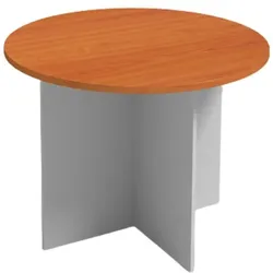Holz-Besprechungstisch rund PRIMO GRAY, Durchmesser 1000 mm, grau/Kirschbaum