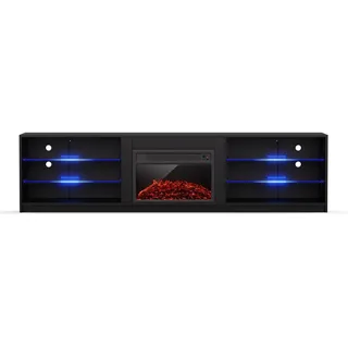 Blumfeldt tv Board, Wohnzimmer Möbel für tv, 160 cm Fernsehschrank mit Elektrokamin, Großes TV-Lowboard, Niedrige TV-Schränke mit