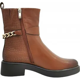 CAPRICE Damen Stiefeletten aus Leder mit Blockabsatz, Braun (Cognac Comb), 42 EU