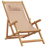 vidaXL Strandstuhl Klappbar Taupe Massivholz Eukalyptus und Stoff