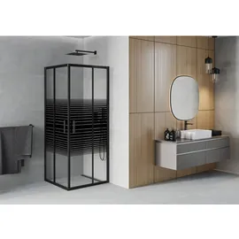 Mexen Rio Quadratische Duschkabine 80 x 80 cm, Gestreift, Schwarz - 860-080-080-70-20 - Mexen