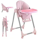 Onasti Hochstuhl Hochstuhl Baby Kinderstuhl Klappbar kinderhochstuhl Mitwachsend Stuhl rosa