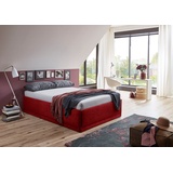Westfalia Schlafkomfort Polsterbett »Texel«, Standardhöhe mit Zierkissen, Bettkasten bei Ausführung mit Matratze, rot