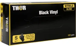ABENA® Thor Black Vinyl Einweghandschuhe, puderfrei, schwarz 1999903688 , 1 Karton = 10 Packungen à 100 Stück, Größe S