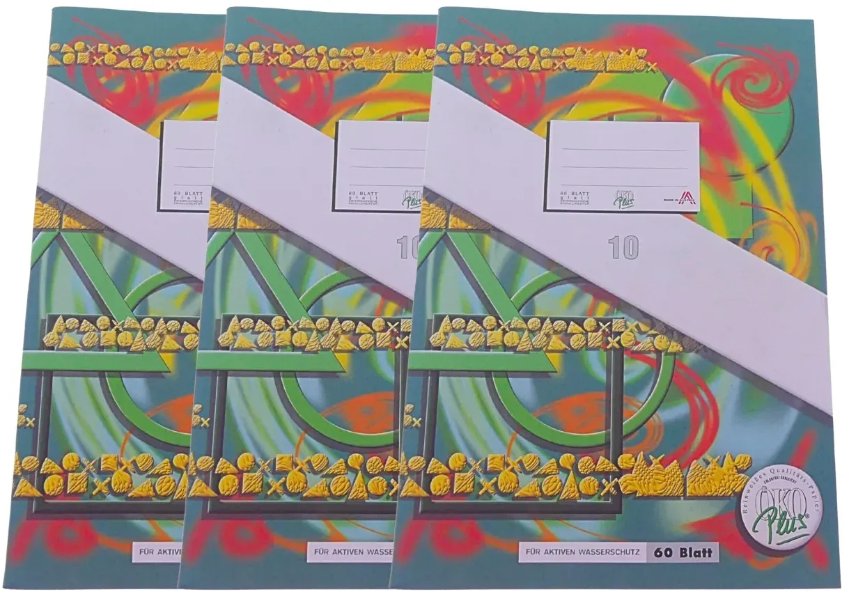 3x ÖKO Plus Schulheft A4 ? Lineatur 10, 60 Blatt