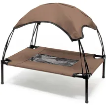 fudajo Hundebett mit Dach L 91 x 76 x 16 cm Braun