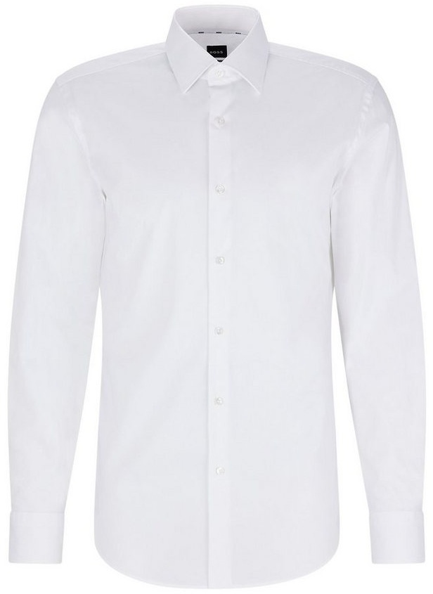 BOSS Businesshemd Slim-Fit Hemd aus bügelleichter elastischer Baumwoll-Popeline weiß 44