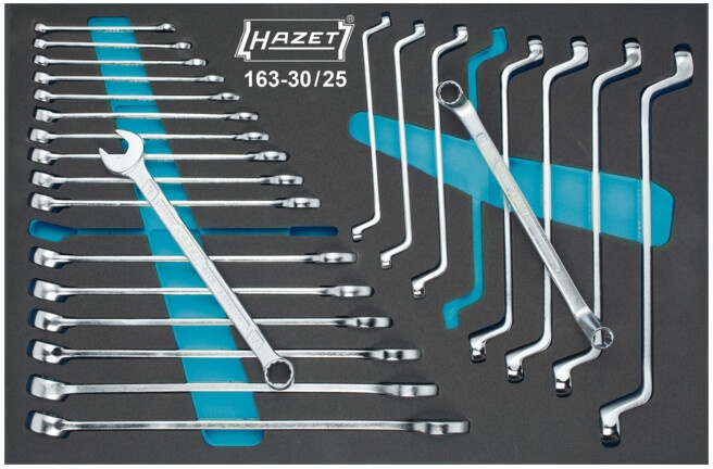 HAZET Ring-Maulschlüssel- / Doppel-Ringschlüssel-Satz 163-30/25 Außen-Doppel-Sechskant Profil, Außen-Doppel-Sechskant-Tractionsprofil Anzahl Werkzeuge: 25