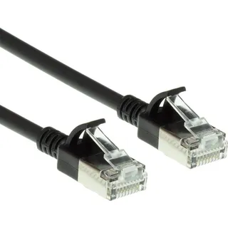 ACT Black 0.25 meter LSZH U/FTP CAT6A datacenter slimline patch cable snagless with RJ45 connectors (DC7952)