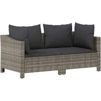 vidaXL Polyrattan Lounge-Set 2-tlg. mit Kissen grau