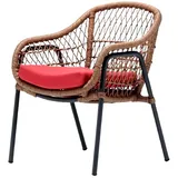 Xlmoebel Sessel Luxus Lounge Rattan-Sofasitz mit gepolsterter (Sessel), Hergestellt in Europa braun