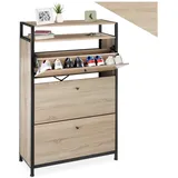Tectake Schuhkipper 32 x 130 x 81 cm Eiche Sonoma / braun