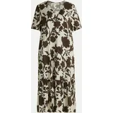 Cartoon Midikleid Floralmuster Braun/Weiß 38
