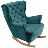 DomoHome Schaukelsessel, Petrol, Holz, Echtholz,Buche, Rechteckig, 81x102x95 cm, Wohnzimmer, Sessel, Schaukelstühle