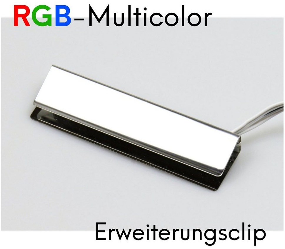 kalb LED Unterbauleuchte LED Erweiterungsclip RGB Glaskantenbeleuchtung Clip Glas, RGB silberfarben