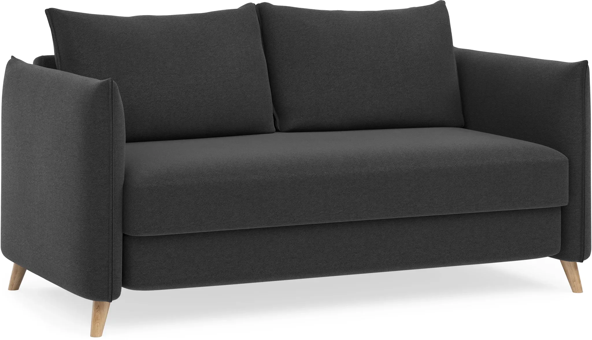 BRUNO Schlafsofa 140cm in Schwarz | stabiles Massivholz & Boxspringkomfort