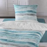 Traumschlaf Seersucker Wellen Blau 155 x 220 cm + 80 x 80 cm