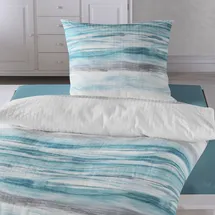 Traumschlaf Seersucker Wellen Blau 155 x 220 cm + 80 x 80 cm