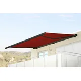 Mendler Elektrische Kassettenmarkise T122, Markise Vollkassette 4x3m Acryl bordeaux-rot, Rahmen anthrazit