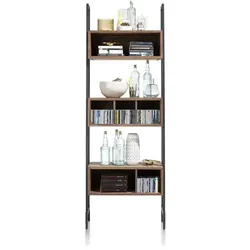 XOOON Halmstad Bücherregal mit 6 Nischen Metall/Eiche 70x200 cm - Schwarz