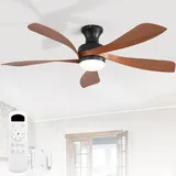Sofucor Deckenventilator mit Beleuchtung,132cm Deckenventilator mit Licht und Fernbedienung, DC,3 Farbtemperatur, Timer, 6 Geschwindigkeiten,Leise Deckenventilator für Schlafzimmer Wohnzimmer