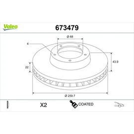 Valeo Bremsscheibe COATED 673479