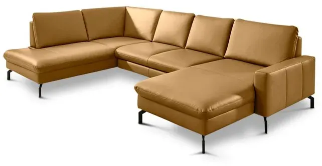 ComfortPlan Ecksofa Detroit Leder Kurkuma